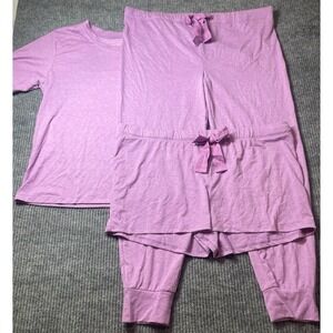 Felina Pajama Set Women's Large Purple 3 Piece Comfort Stretch Sleepwear‎ Set